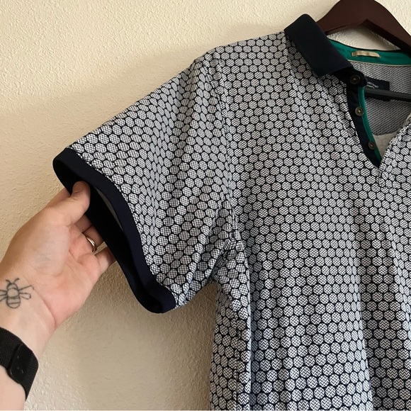 Men's Britches Sport by Samtex Blue Textured Print Polo Size Large - Picture 5 of 7